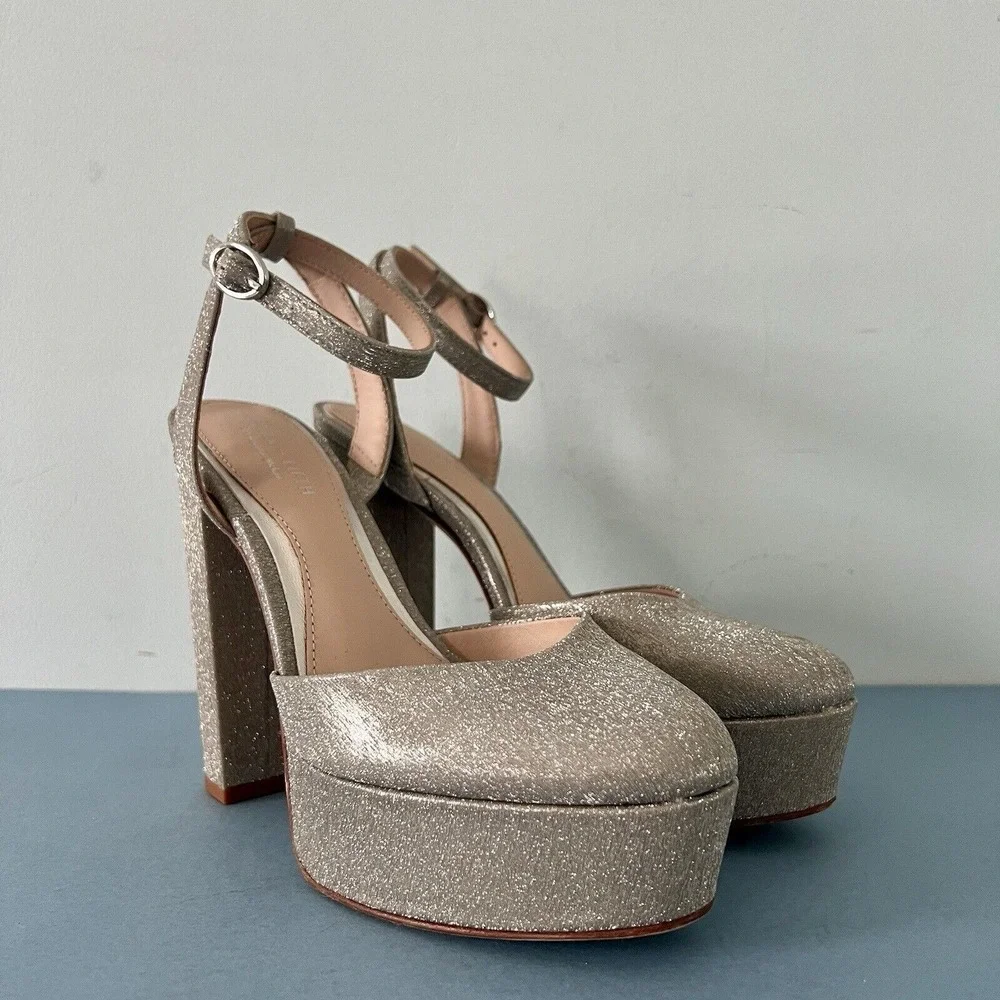 Antonio Melani x Born on Fifth Liv Metallic Glitter Closed Toe Platform Pumps 9